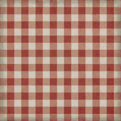 Vintage Vinyl Rug - Gingham Canvas - Red