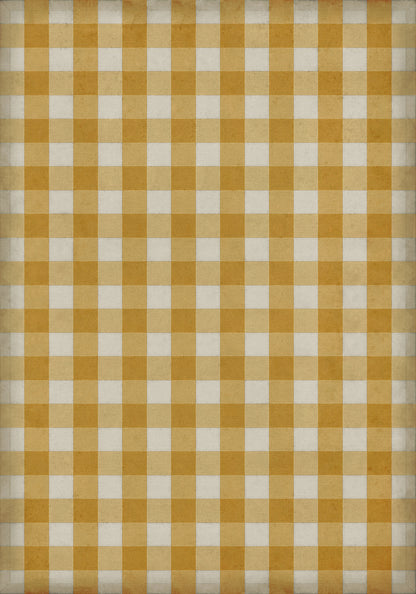 Vintage Vinyl Rug - Gingham Canvas - Yellow