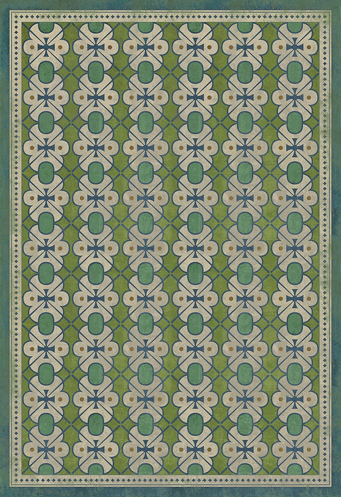 Vintage Vinyl Rug - Pattern 5 - Mrs Peacock