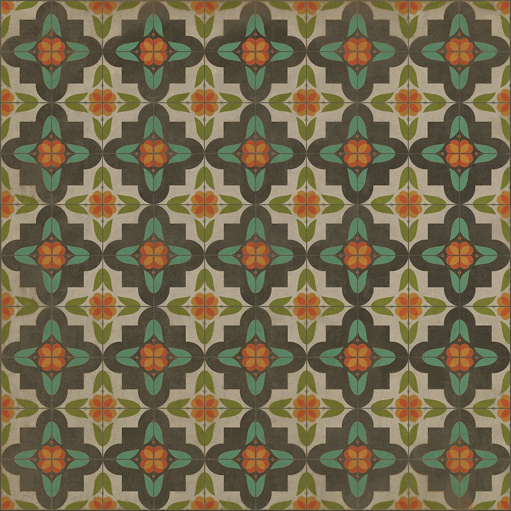 Vintage Vinyl Rug - Pattern 33 - Anna's Garden