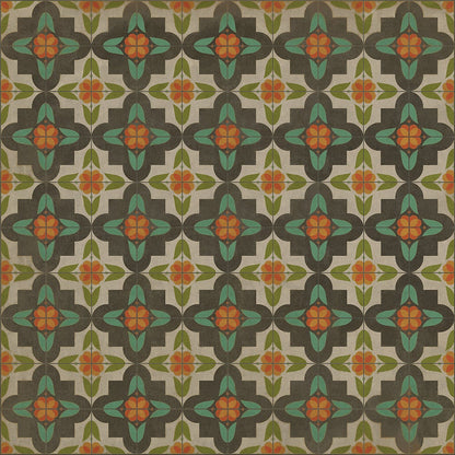 Vintage Vinyl Rug - Pattern 33 - Anna's Garden