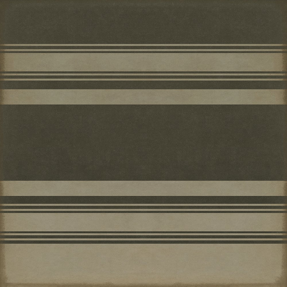 Vintage Vinyl Rug - Pattern 50 - Organic Stripes Black and Tan