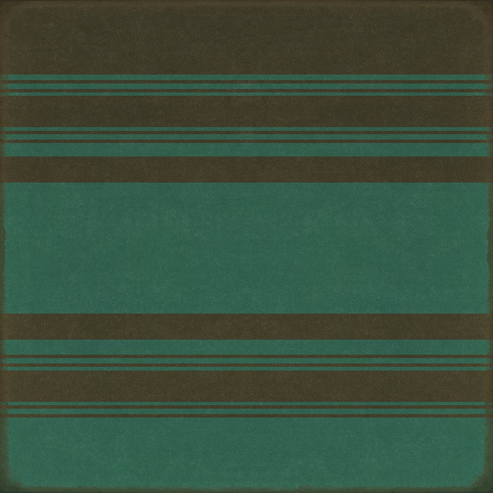 Vintage Vinyl Rug - Pattern 50 - Organic Stripes Black and Teal