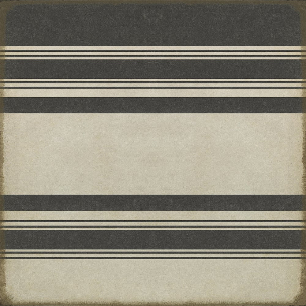 Vintage Vinyl Rug - Pattern 50 - Organic Stripes Black and White