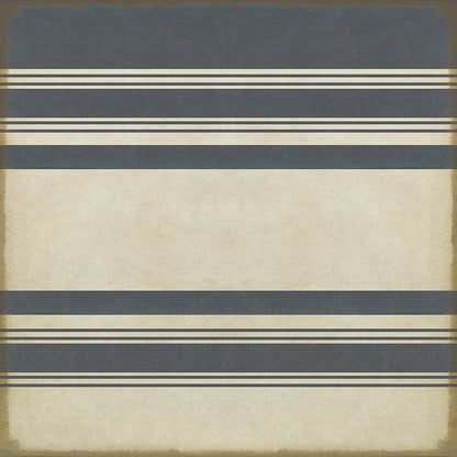 Vintage Vinyl Rug - Pattern 50 - Organic Stripes Blue and White