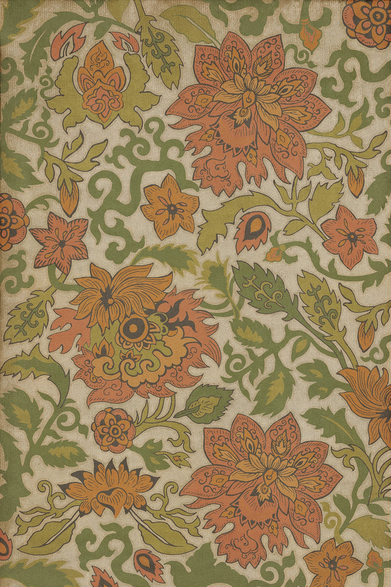 Vintage Vinyl Rug - Pattern 71 - Land of the Rising Sun