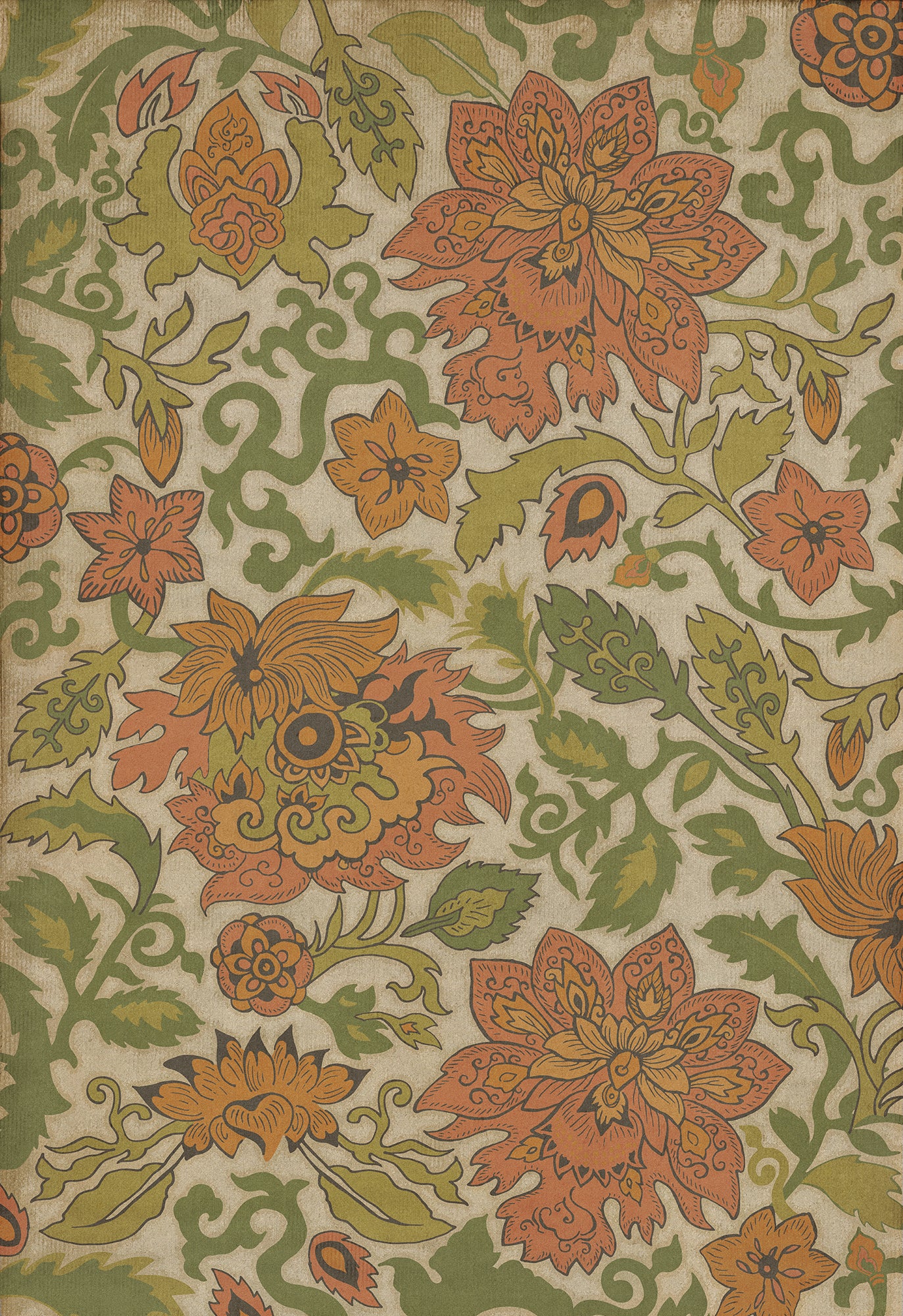 Vintage Vinyl Rug - Pattern 71 - Land of the Rising Sun