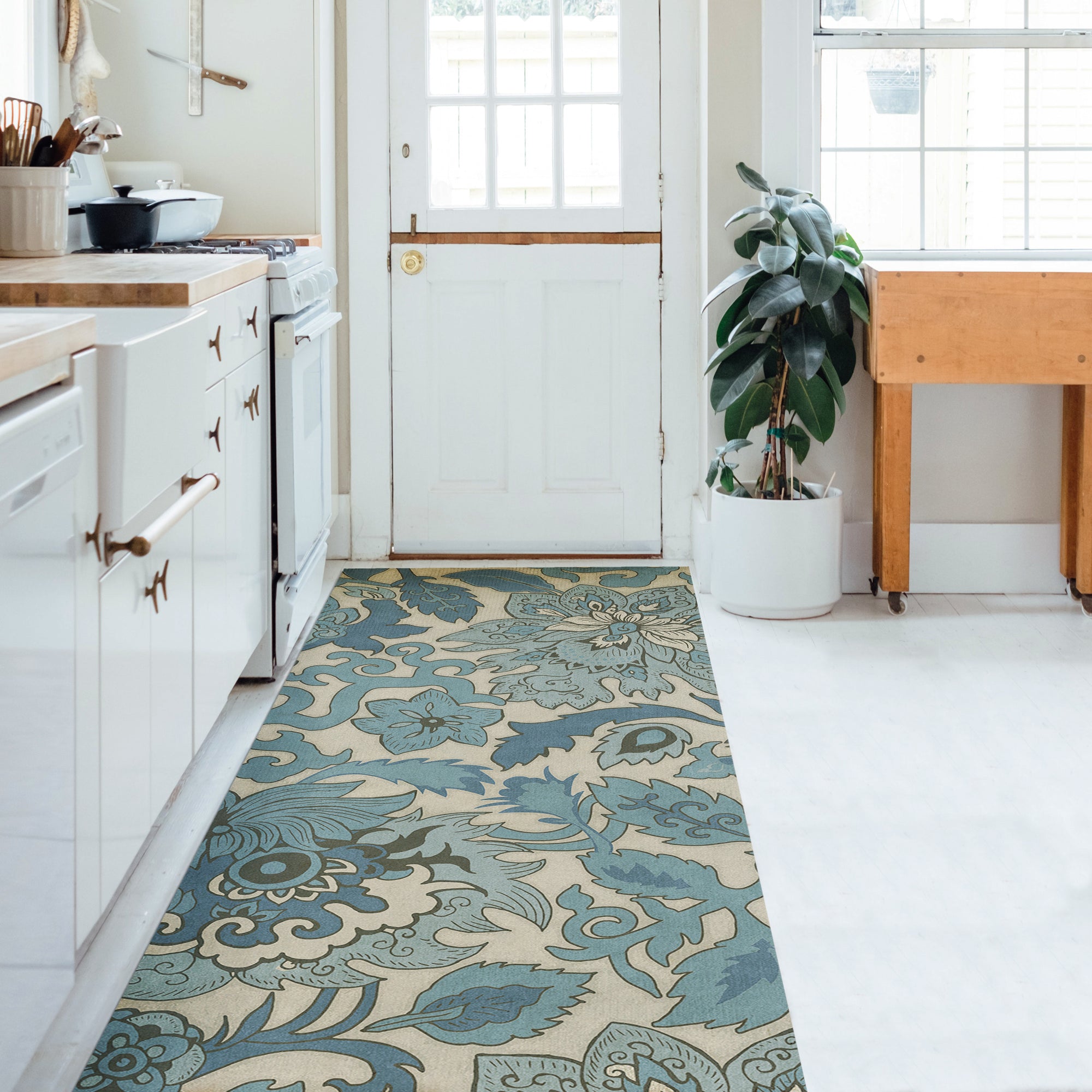 Vintage Vinyl Rug - Pattern 71 - Sea of Okhotsk