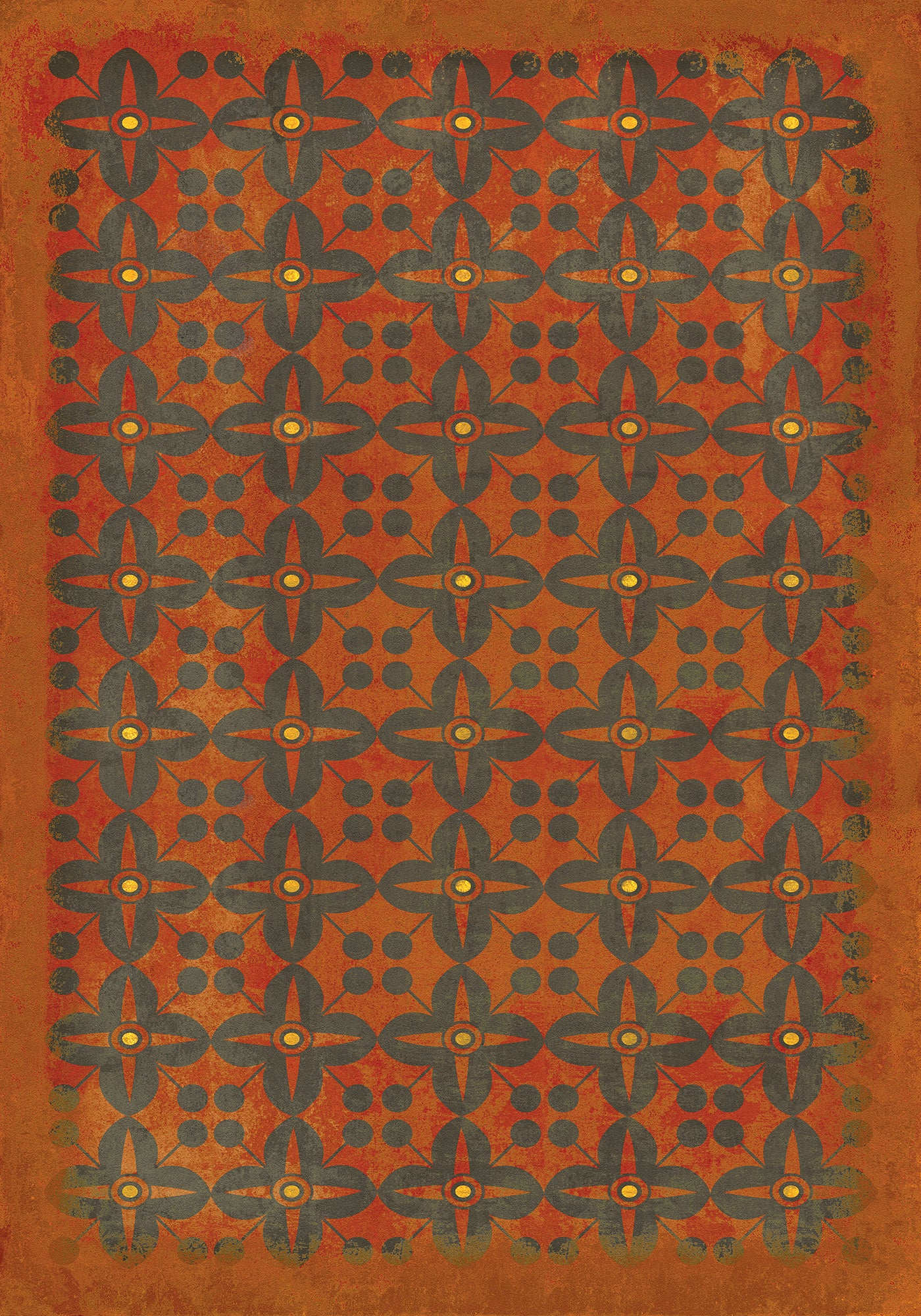 Vintage Vinyl Rug - Pattern 3 - Red Rum