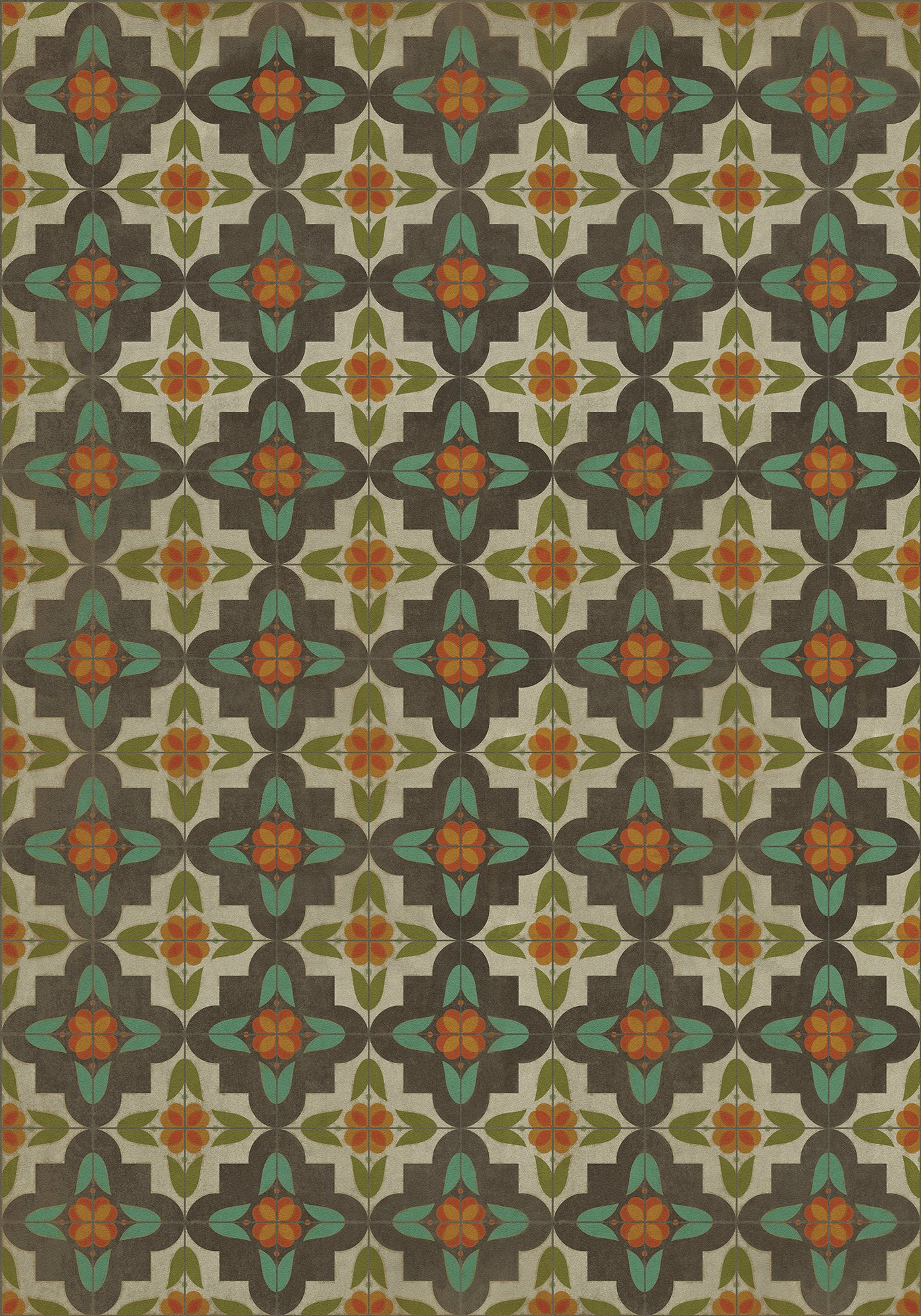 Vintage Vinyl Rug - Pattern 33 - Anna's Garden