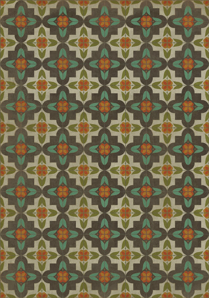 Vintage Vinyl Rug - Pattern 33 - Anna's Garden
