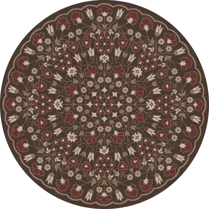 Vintage Vinyl Rug - Arabesque Bloom - Crimson Walnut