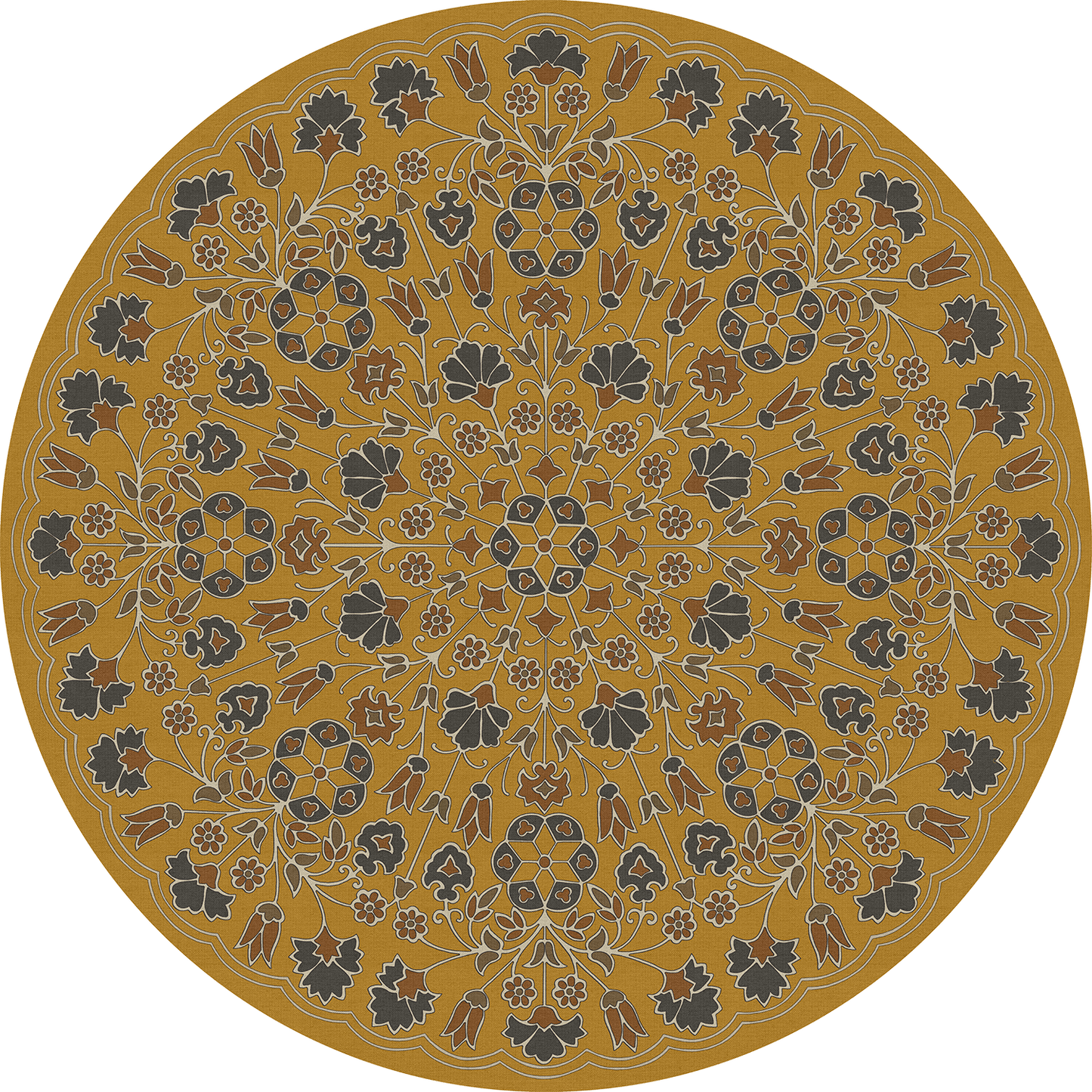 Vintage Vinyl Rug - Arabesque Bloom - Forged Ochre