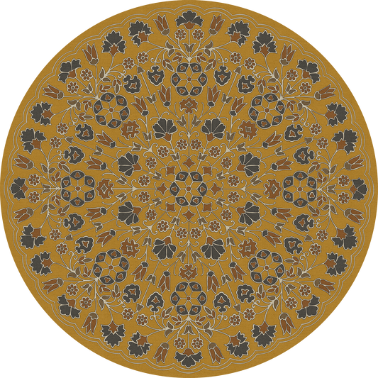 Vintage Vinyl Rug - Arabesque Bloom - Forged Ochre