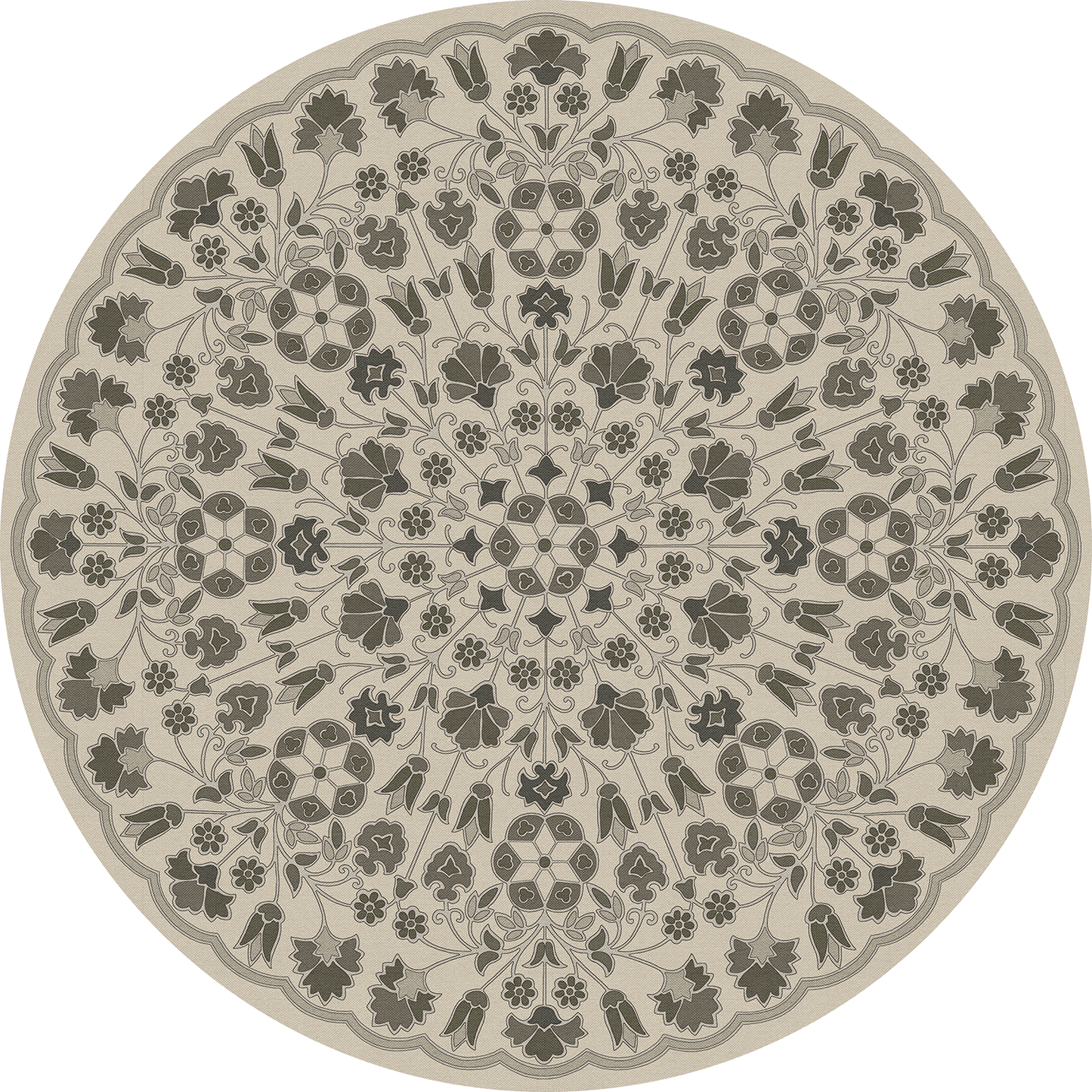 Vintage Vinyl Rug - Arabesque Bloom - Graphite Garden