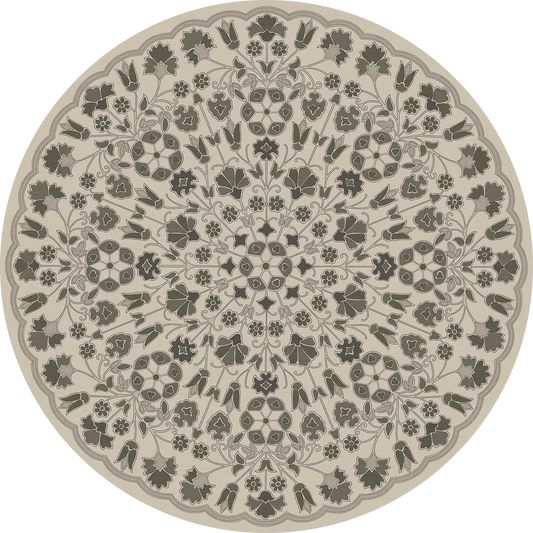 Vintage Vinyl Rug - Arabesque Bloom - Graphite Garden