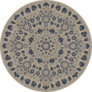 Vintage Vinyl Rug - Arabesque Bloom - Indigo Linen
