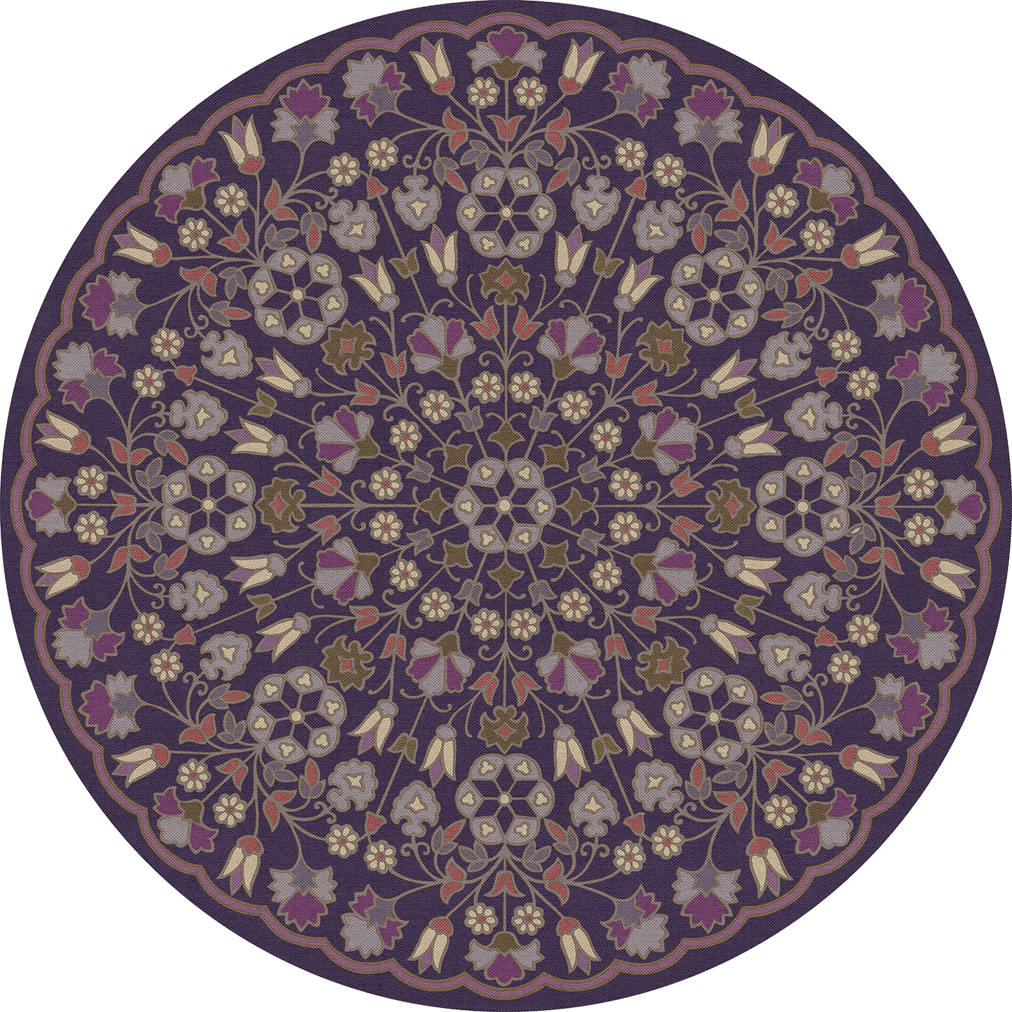 Vintage Vinyl Rug - Arabesque Bloom - Midnight Orchid