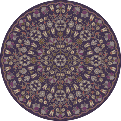 Vintage Vinyl Rug - Arabesque Bloom - Midnight Orchid