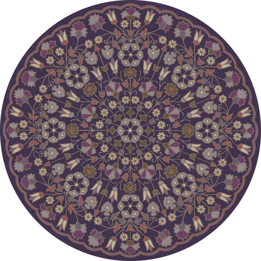 Vintage Vinyl Rug - Arabesque Bloom - Midnight Orchid