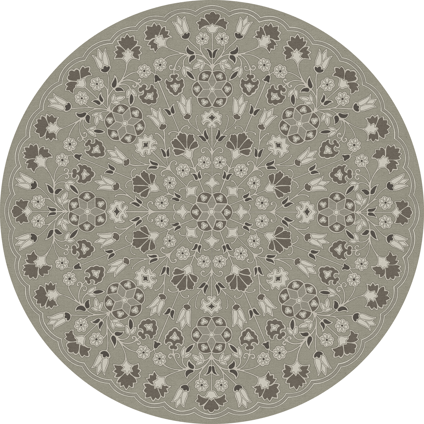 Vintage Vinyl Rug - Arabesque Bloom - Misty Graphite