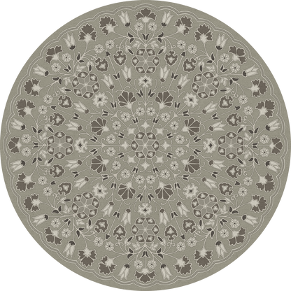 Vintage Vinyl Rug - Arabesque Bloom - Misty Graphite
