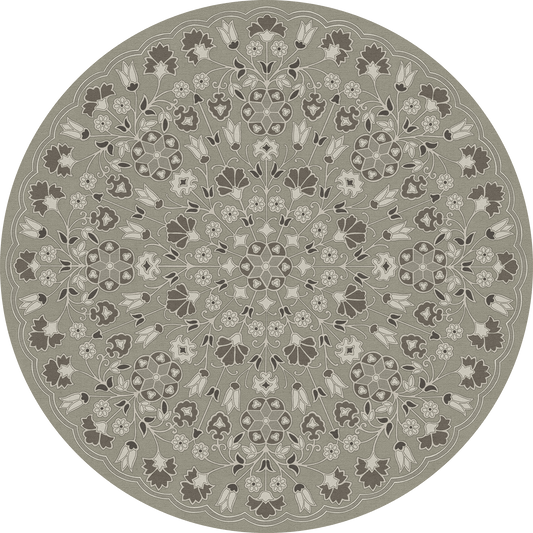 Vintage Vinyl Rug - Arabesque Bloom - Misty Graphite