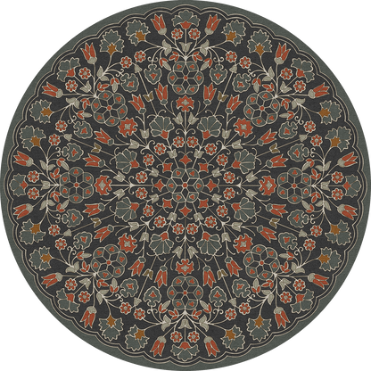Vintage Vinyl Rug - Arabesque Bloom