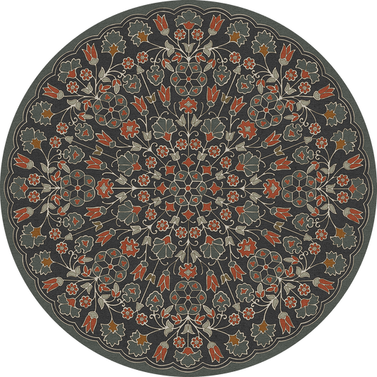 Vintage Vinyl Rug - Arabesque Bloom - Oxidized Petals