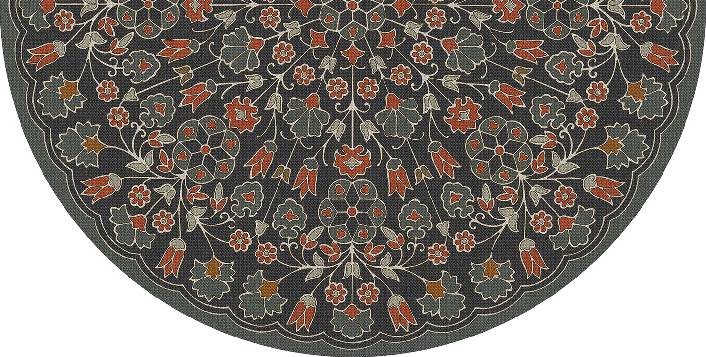 Vintage Vinyl Rug - Arabesque Bloom