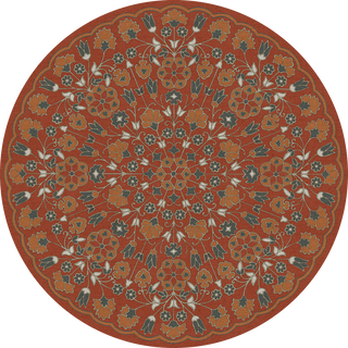 Vintage Vinyl Rug - Arabesque Bloom - Vermilion Slate