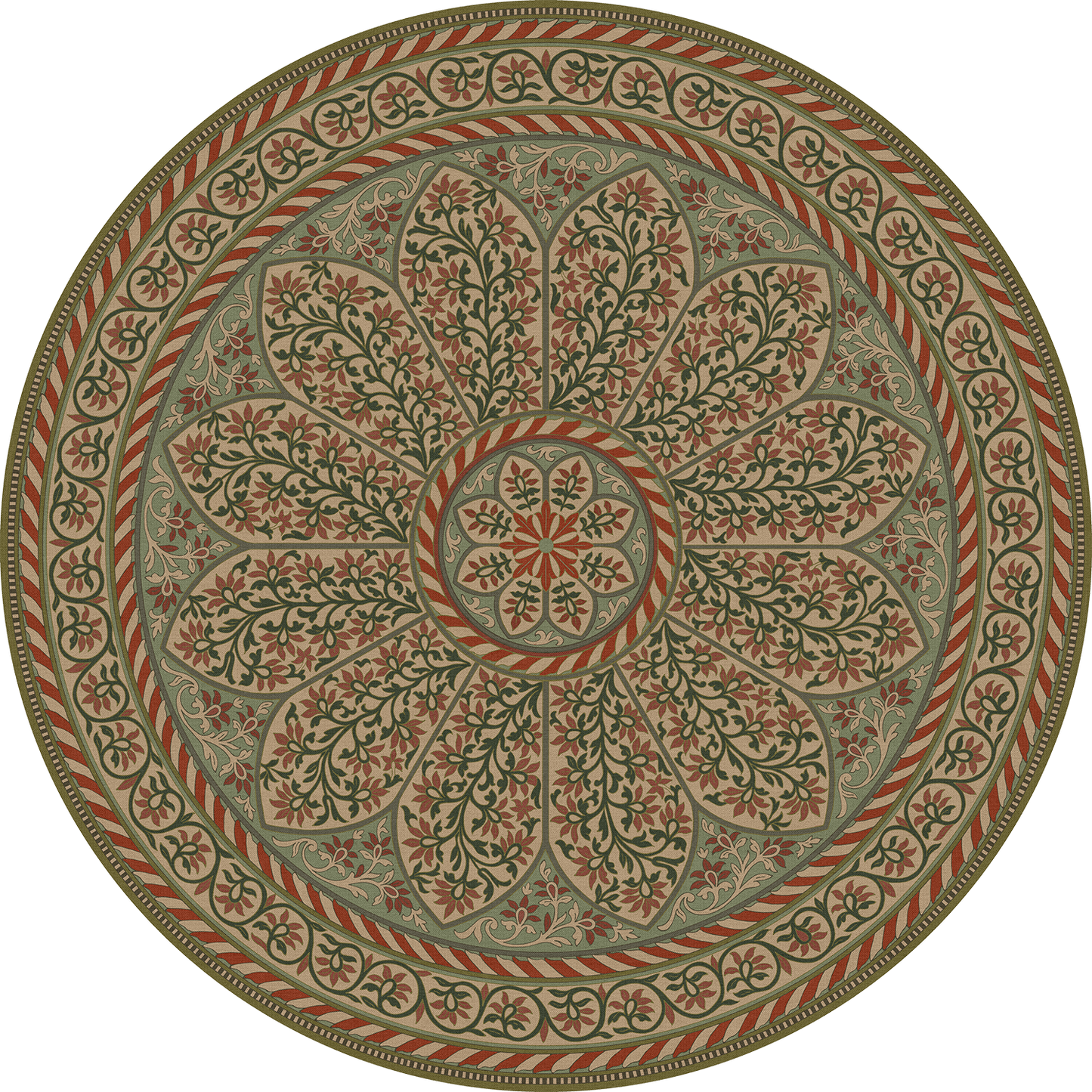 Vintage Vinyl Rug - Estate Tracery - Berry Bough