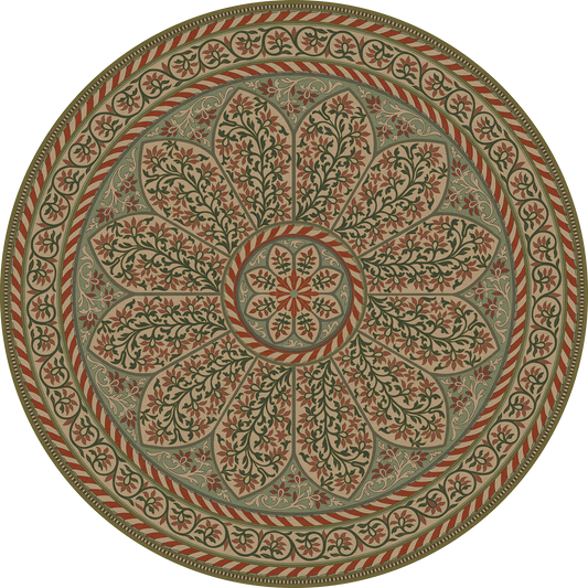 Vintage Vinyl Rug - Estate Tracery - Berry Bough