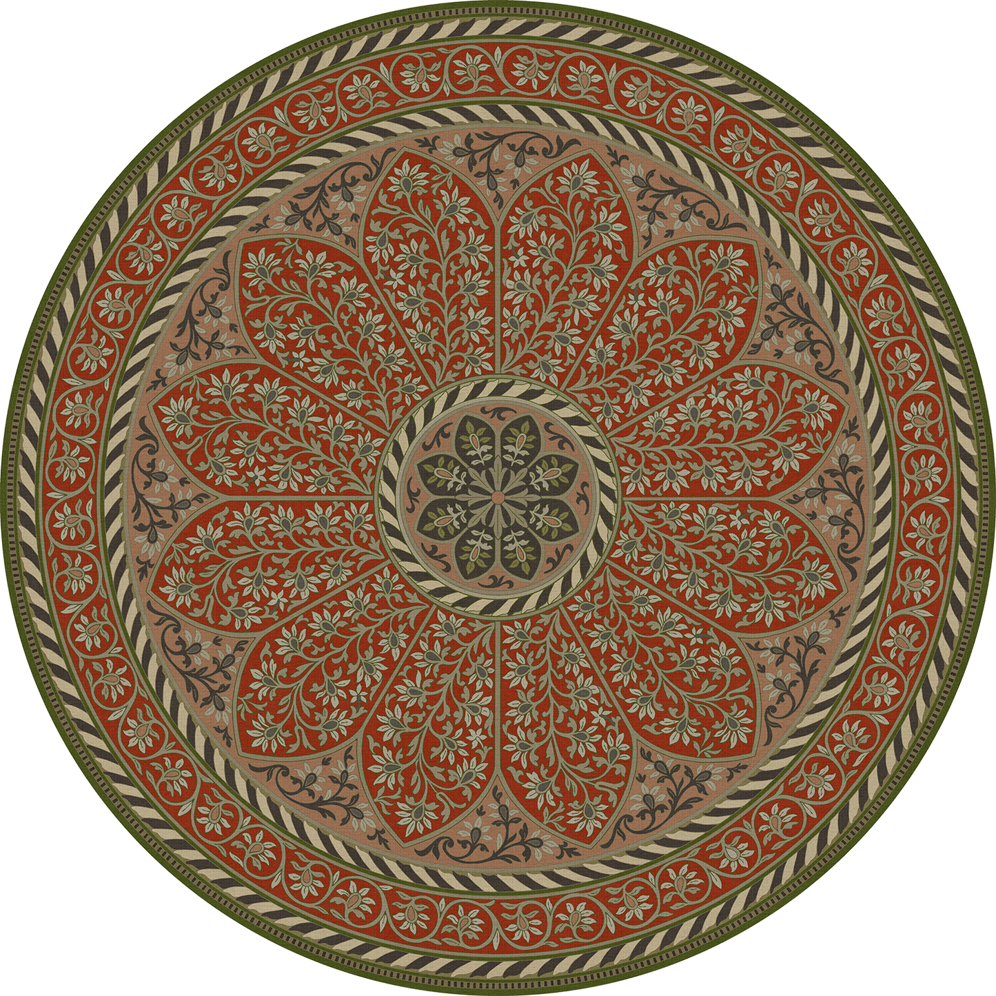 Vintage Vinyl Rug - Estate Tracery - Crimson Relic