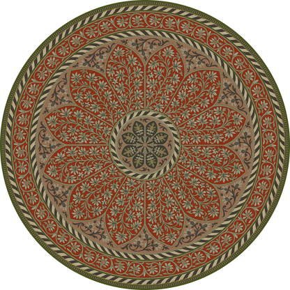 Vintage Vinyl Rug - Estate Tracery - Crimson Relic