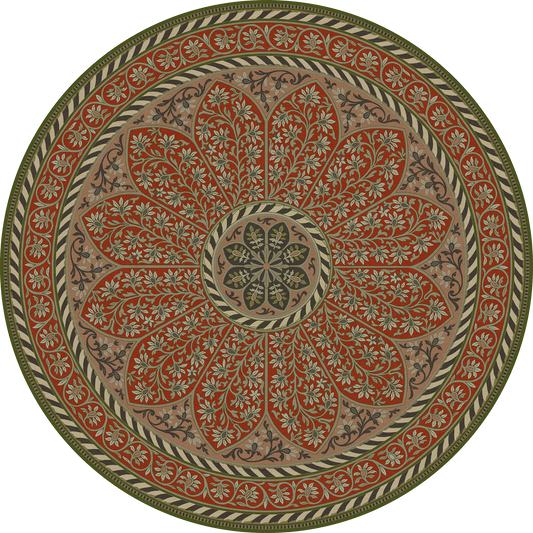 Vintage Vinyl Rug - Estate Tracery - Crimson Relic