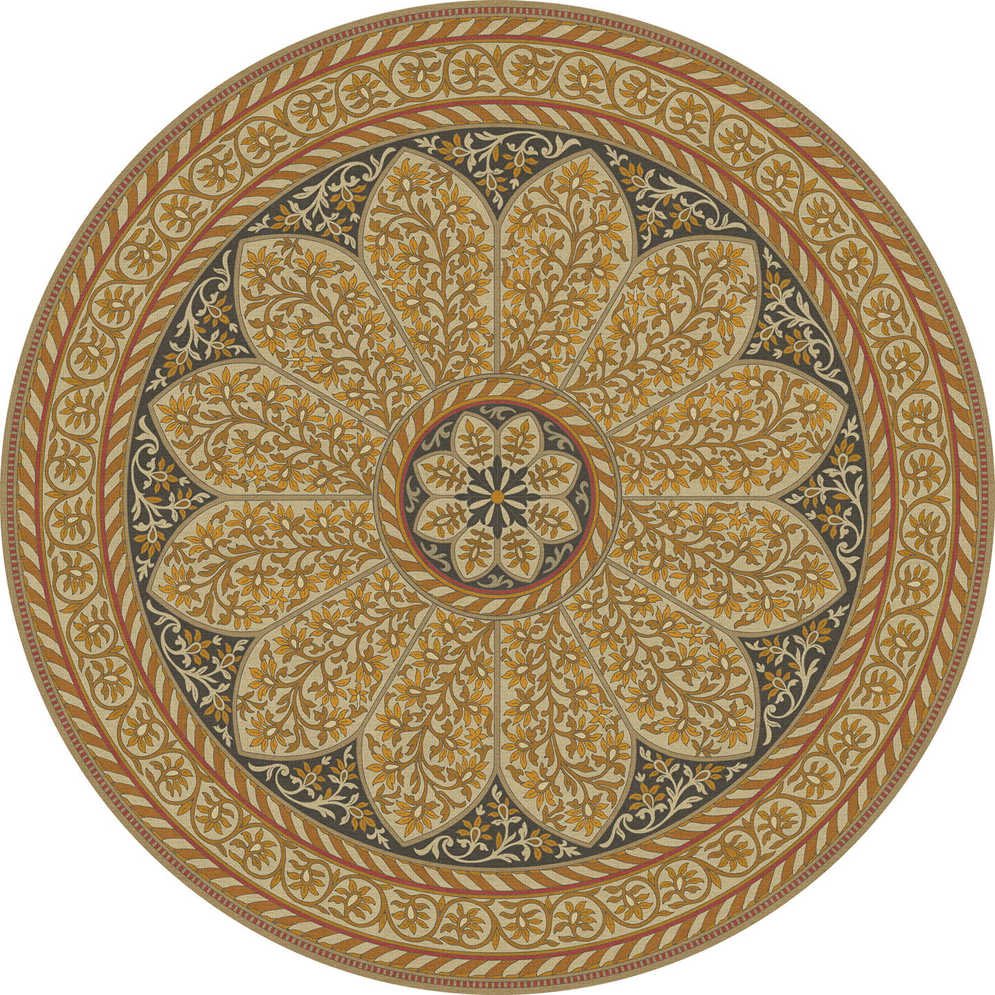 Vintage Vinyl Rug - Estate Tracery - Gilded Dusk