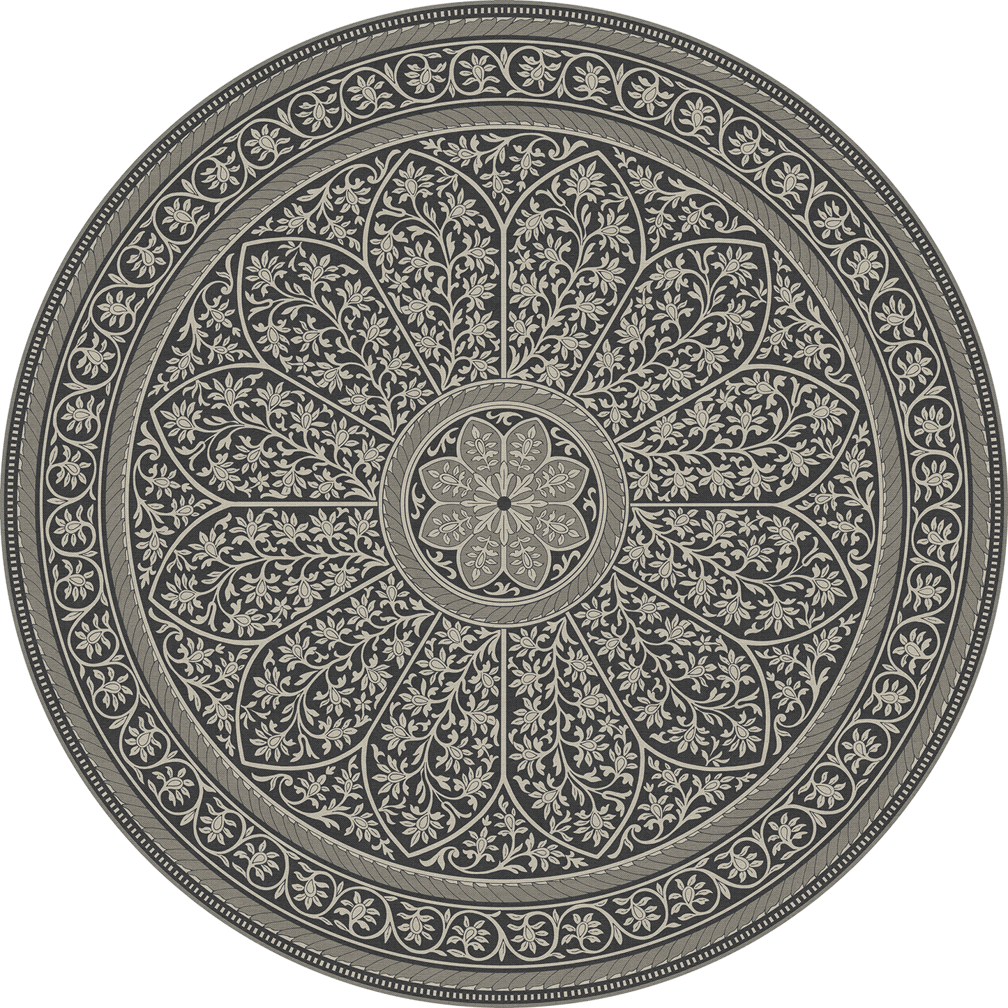 Vintage Vinyl Rug - Estate Tracery - Ink Blossom