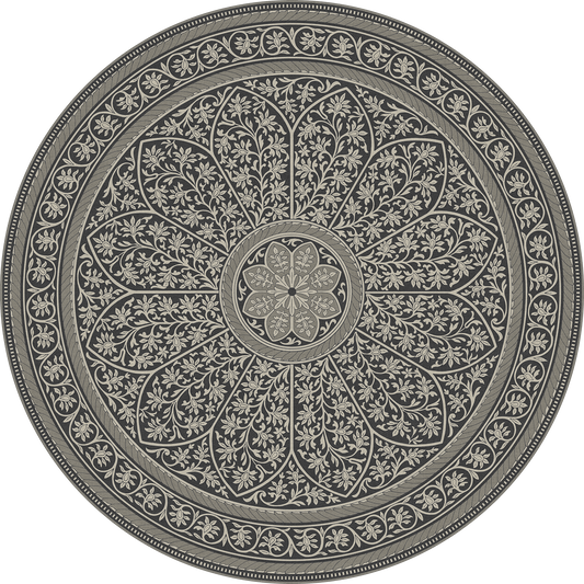 Vintage Vinyl Rug - Estate Tracery - Ink Blossom