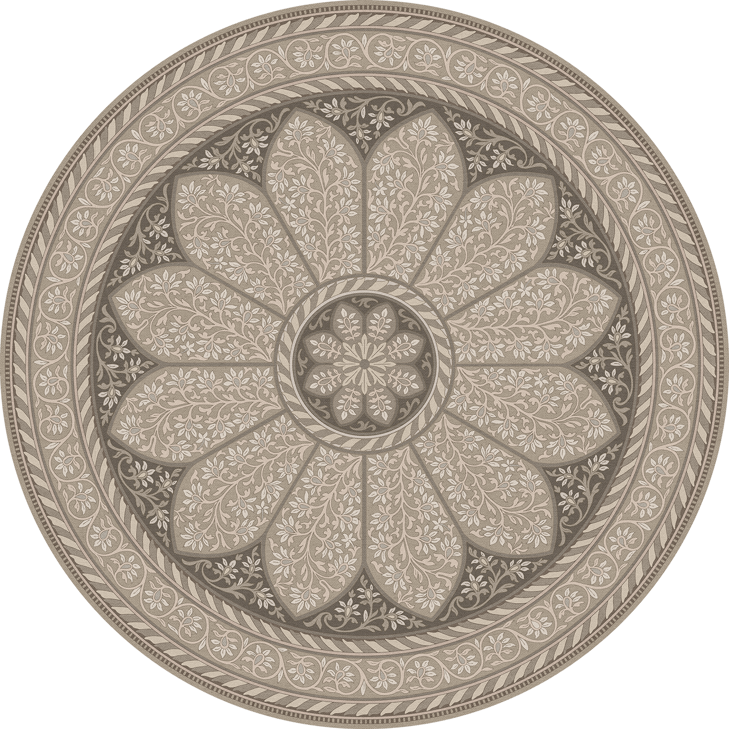 Vintage Vinyl Rug - Estate Tracery - Ivory Mist