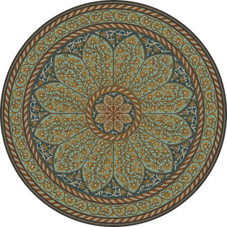 Vintage Vinyl Rug - Estate Tracery - Lapis Bloom