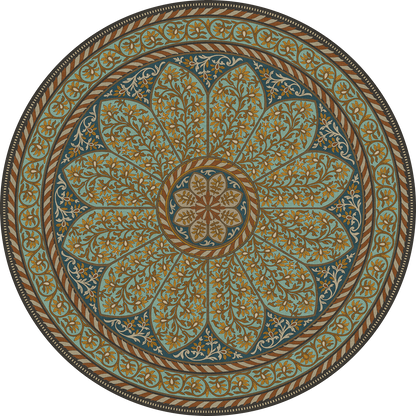 Vintage Vinyl Rug - Estate Tracery - Lapis Bloom