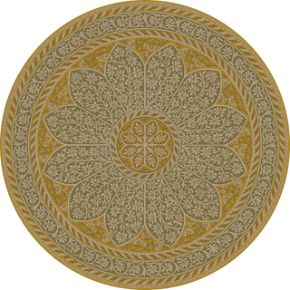Vintage Vinyl Rug - Estate Tracery - Olive Saffron