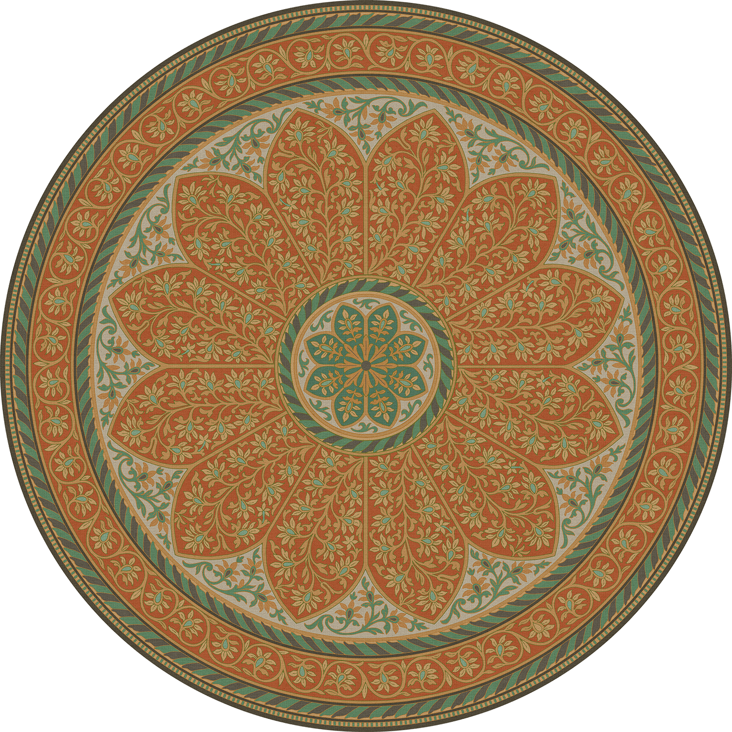 Vintage Vinyl Rug - Estate Tracery - Orangery