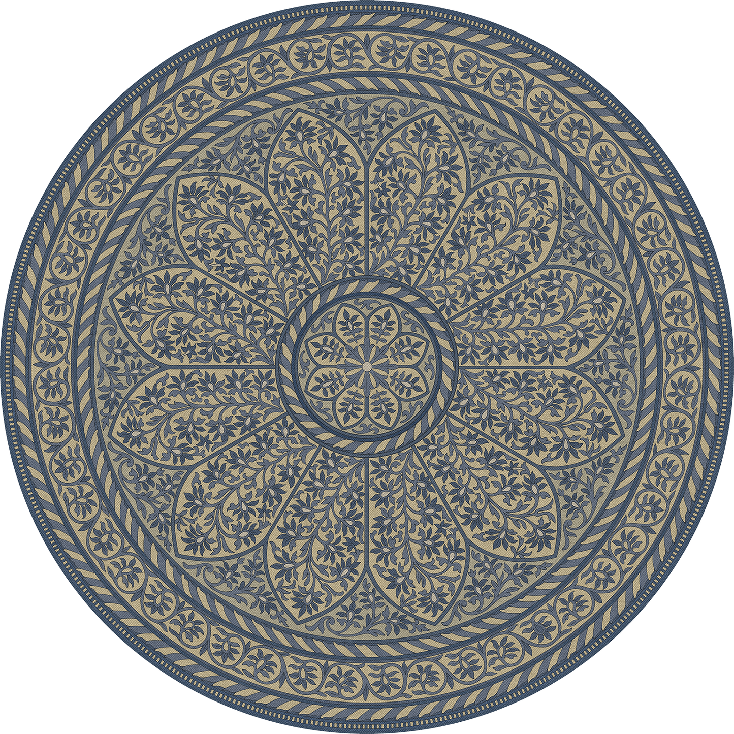 Vintage Vinyl Rug - Estate Tracery - Porcelain Garden