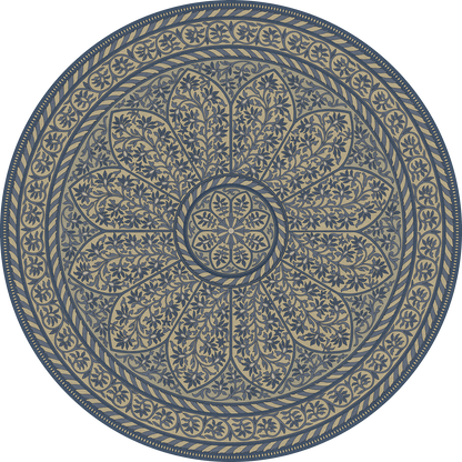 Vintage Vinyl Rug - Estate Tracery - Porcelain Garden