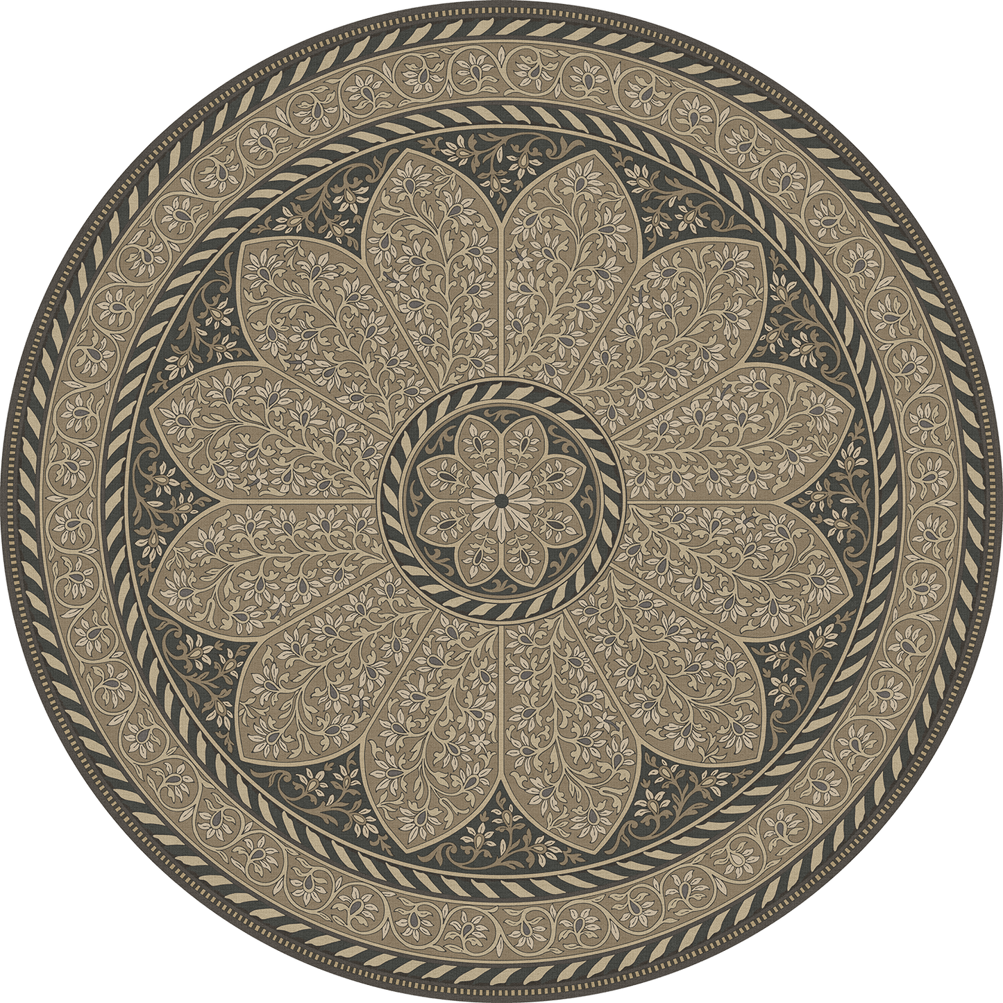 Vintage Vinyl Rug - Estate Tracery - Stone Nocturne