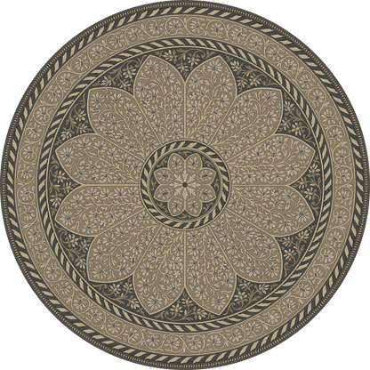 Vintage Vinyl Rug - Estate Tracery - Stone Nocturne