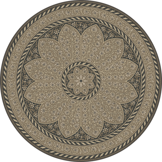 Vintage Vinyl Rug - Estate Tracery - Stone Nocturne