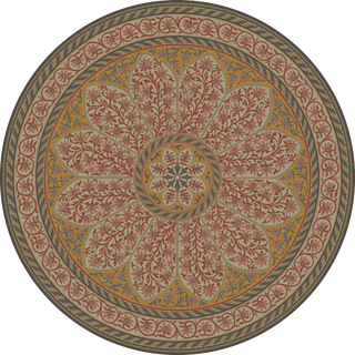 Vintage Vinyl Rug - Estate Tracery - Tea Rose Room